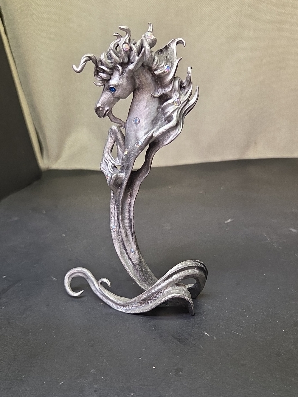 Circa 1989 - Art Nouveau Pewter Unicorn by JAMES LANE CASEY‎ – 6” high